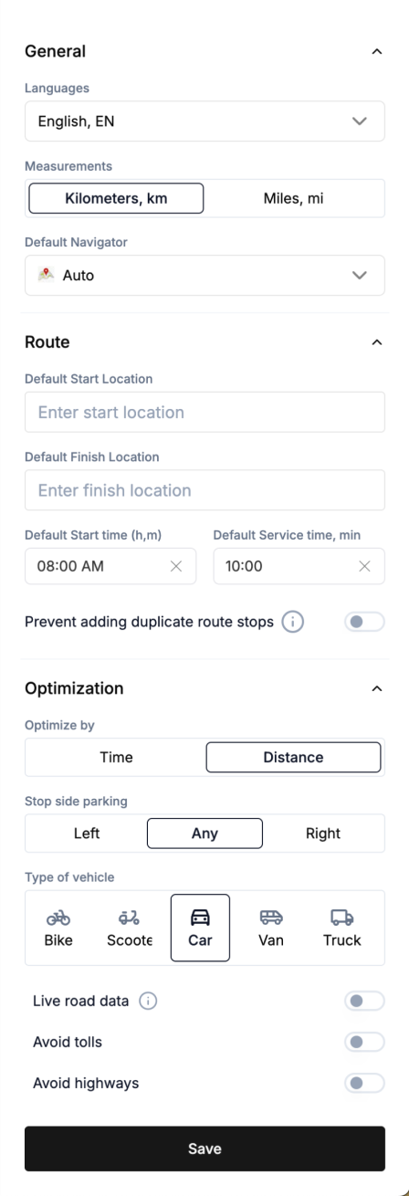 Global Route Settings