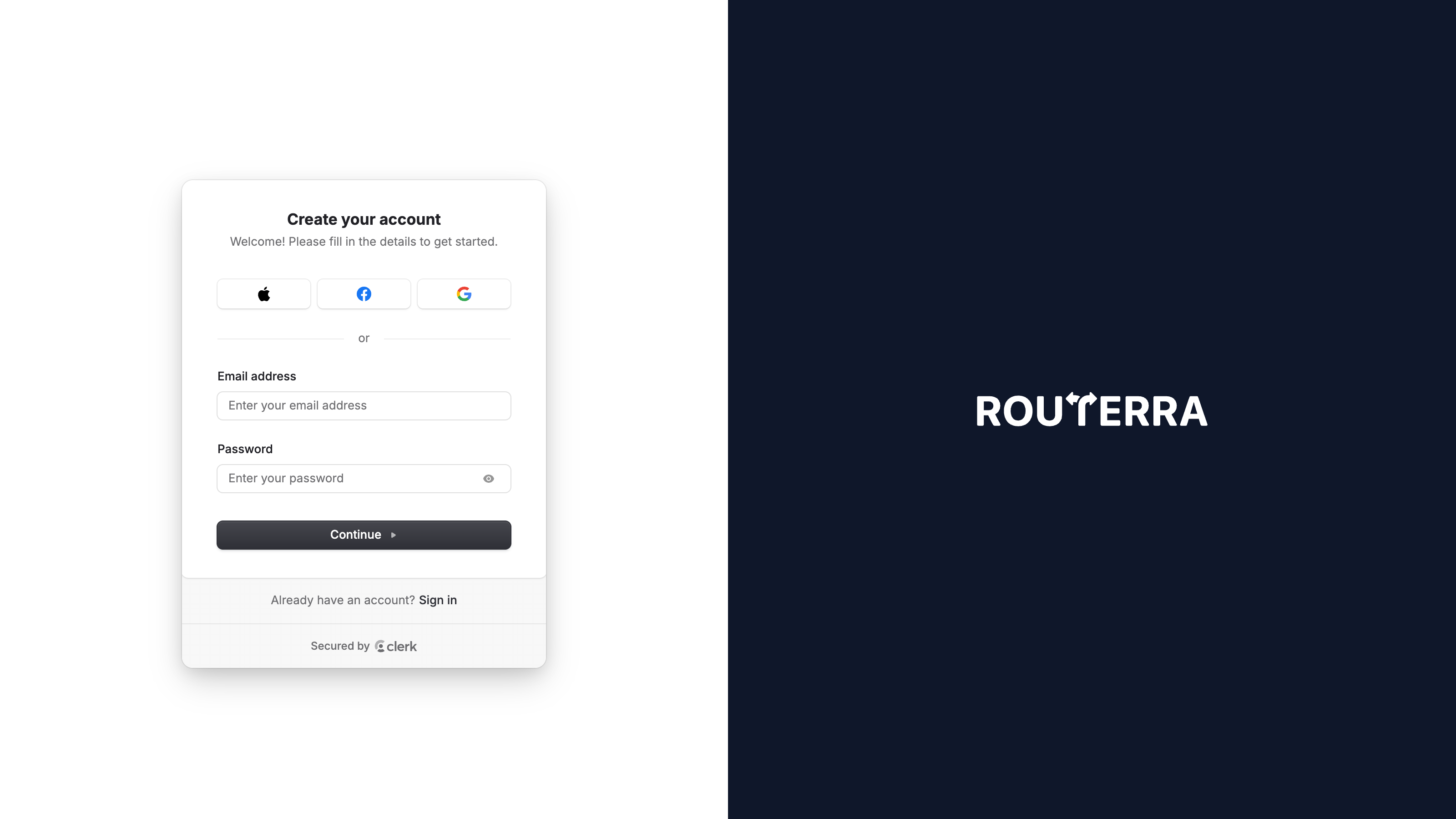 Web sign-up widget