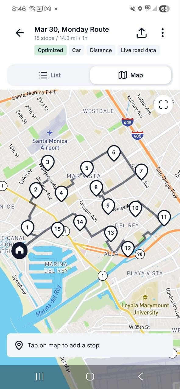 Optimized Route in One Tap