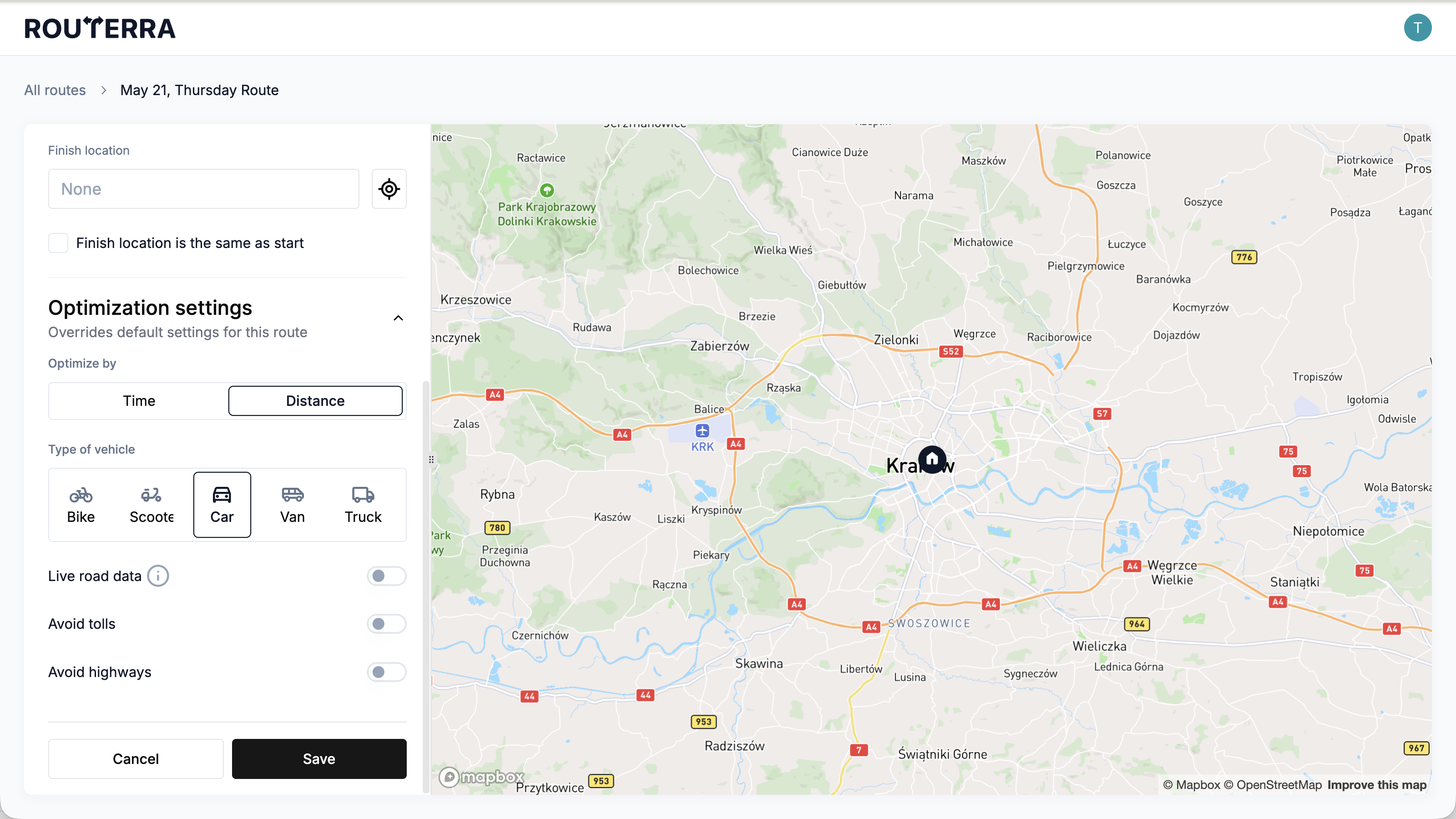 Vehicle type selector with the options it unlocks