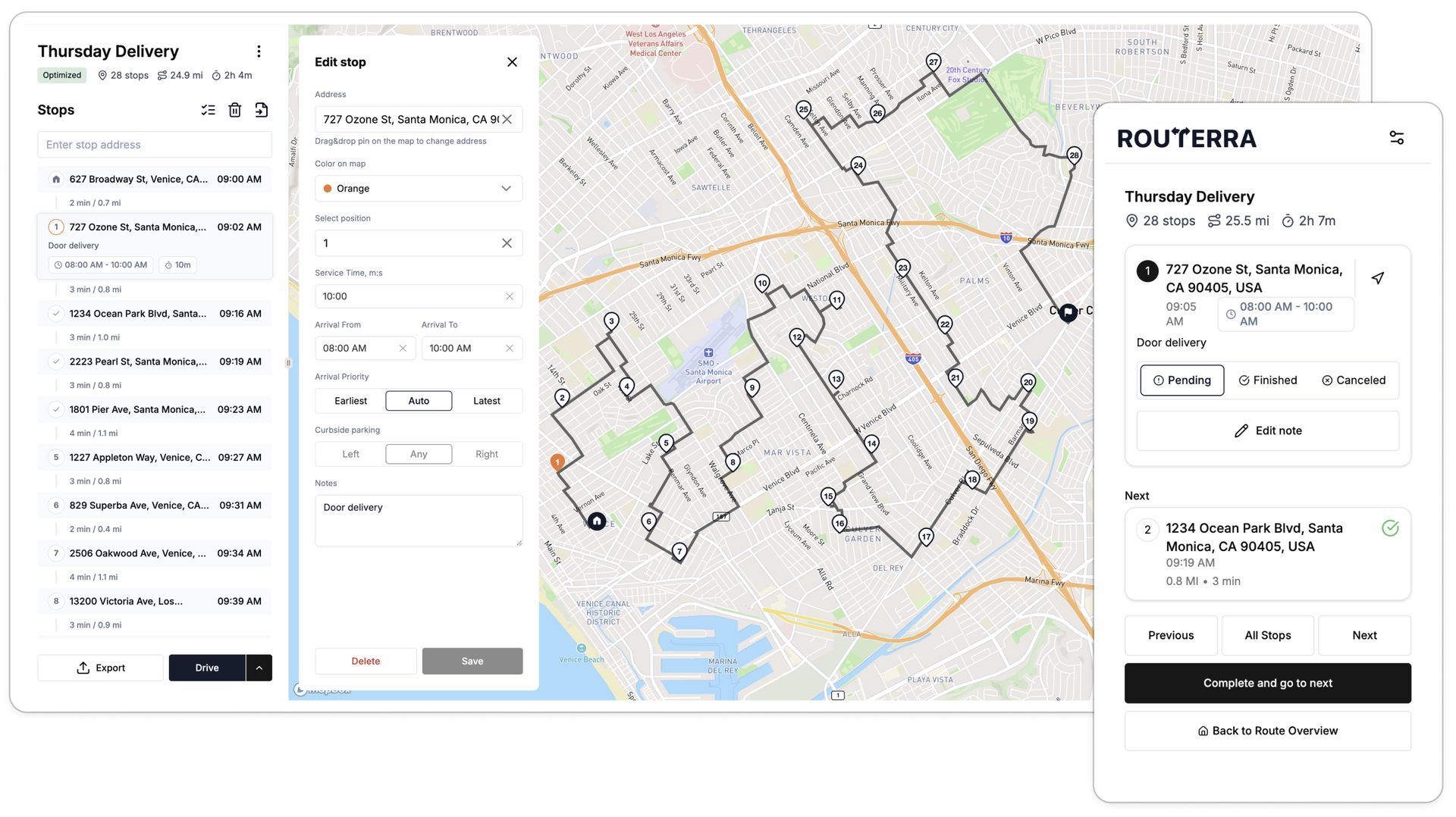 Routerra route optimization and planner