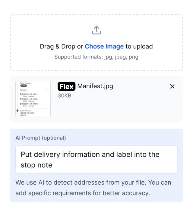 Routerra AI-Import: screenshot upload interface