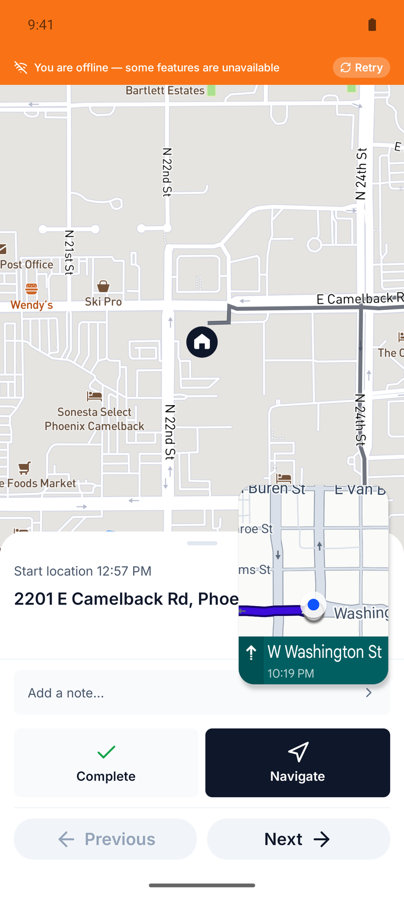 Routerra drive mode working offline with Google Maps navigation in picture-in-picture